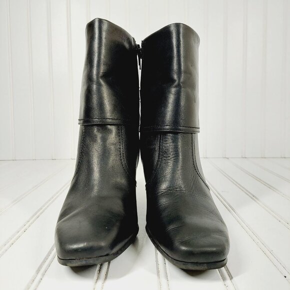 Laura Ashley Black Leather Selma Heeled Ankle / Mid Calf Boots with Buckle H712 - Picture 3 of 13